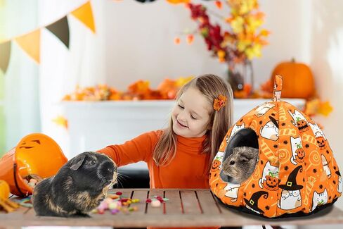 ShuRung Halloween Guinea Pig Hideout Bed Cave Hamster Hideout Bed House Winter Warm Cozy Fleece Washable for Dwarf Rabbit Bunny Ferret Hamster Chinchilla Hedgehog in Kuwait