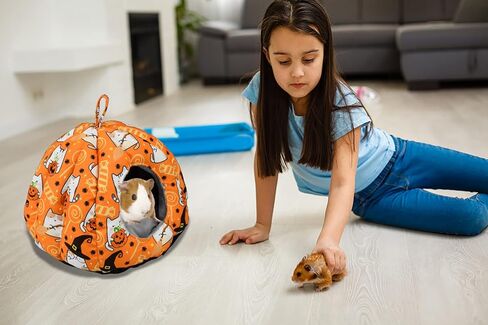 ShuRung Halloween Guinea Pig Hideout Bed Cave Hamster Hideout Bed House Winter Warm Cozy Fleece Washable for Dwarf Rabbit Bunny Ferret Hamster Chinchilla Hedgehog in Kuwait