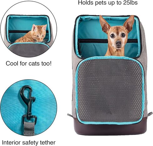 Kurgo Dog Carrier Backpack for Small Pets - Dogs & Cats | TSA Airline Approved | Cat | Hiking or Travel | Waterproof Bottom | G-Train | Ruck Sack | Heather Grey in Kuwait