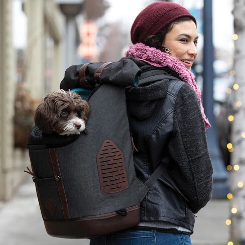 Kurgo Dog Carrier Backpack for Small Pets - Dogs & Cats | TSA Airline Approved | Cat | Hiking or Travel | Waterproof Bottom | G-Train | Ruck Sack | Heather Grey in Kuwait