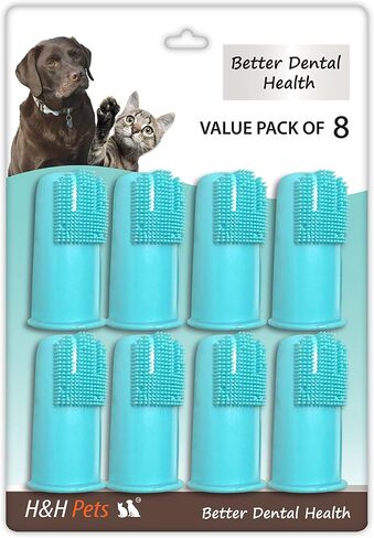 فرشاة أسنان H&H Pets للكلاب، أفضل فرشاة أسنان احترافية للقطط والكلاب، مجموعة فرش للكلاب من لوازم الجراء، مثالية للكلاب والقطط، فرشاة للقطط، شعيرات ناعمة للكلاب، مقاس صغير 4 قطع - سيليكون in Kuwait