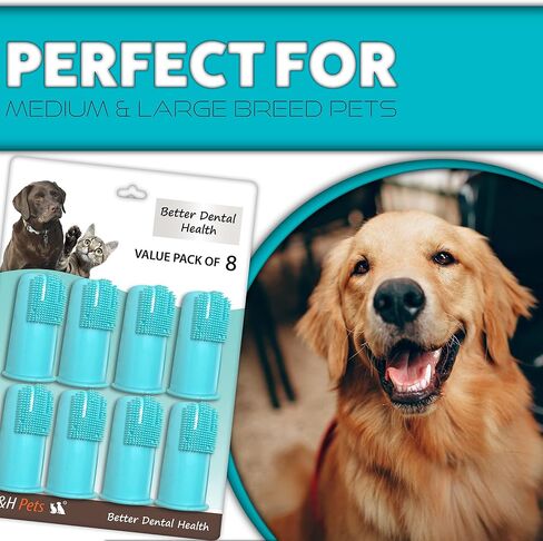 فرشاة أسنان H&H Pets للكلاب، أفضل فرشاة أسنان احترافية للقطط والكلاب، مجموعة فرش للكلاب من لوازم الجراء، مثالية للكلاب والقطط، فرشاة للقطط، شعيرات ناعمة للكلاب، مقاس صغير 4 قطع - سيليكون in Kuwait