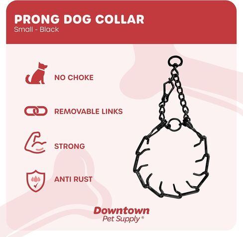 Downtown Pet Supply Chrome Plated Prong Collar for Dogs, Small - Adjustable, No-Choke and No Pull Dog Collar with Removable Links - Pinch Collar for Dogs Under 20 lbs and 14" Neck Width in Saudi Arabia