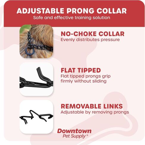Downtown Pet Supply Chrome Plated Prong Collar for Dogs, Small - Adjustable, No-Choke and No Pull Dog Collar with Removable Links - Pinch Collar for Dogs Under 20 lbs and 14" Neck Width in Saudi Arabia