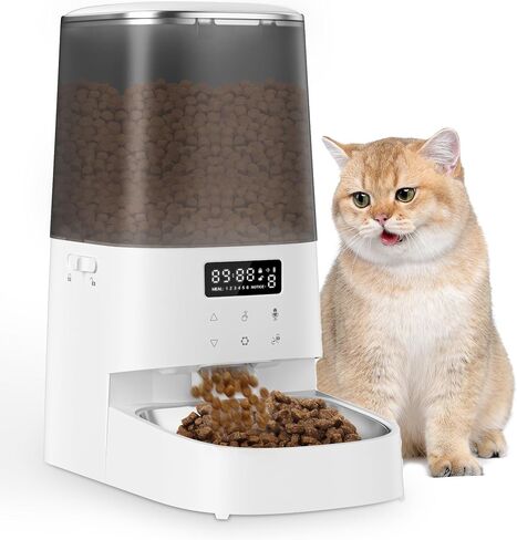 COKBER 5L Automatic Cat Feeder,Timed Feeder for Pets with 10S Voice Recorder,Auto Cat Feeder with Display LED Screen for Small Medium Dogs ，Dual Power Supply in Saudi Arabia