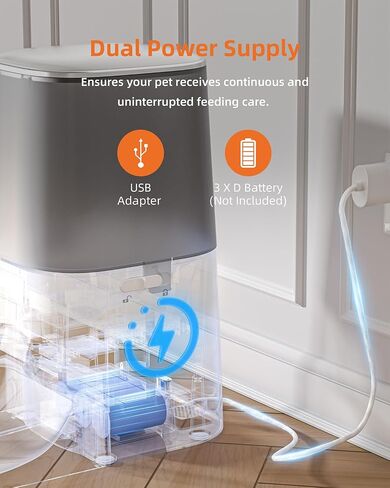 COKBER 5L Automatic Cat Feeder,Timed Feeder for Pets with 10S Voice Recorder,Auto Cat Feeder with Display LED Screen for Small Medium Dogs ，Dual Power Supply in Saudi Arabia