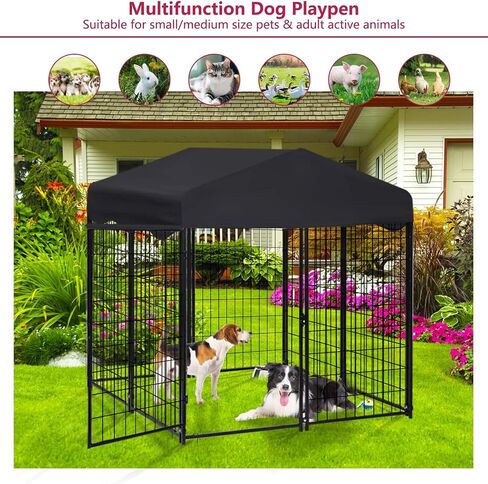 Dog Kennel Outdoor, Large Dog Kennel with Roof Heavy Duty Dog House Outside 4'L x 4'W x 4.5'H Outdoor Pet Pens Dog Enclosures for Outside Outdoor Dog Playpen Dog Crate for Yard in Kuwait