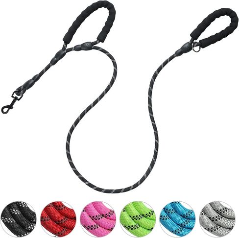 Dog Leash Traffic Double Padded Handles, Comfortable Reflective 2 Handle Strong Leashes Extra Training Control and Walking Lead for Heavy Duty Medium Large Dogs (Green, 0.4 inch) in Saudi Arabia