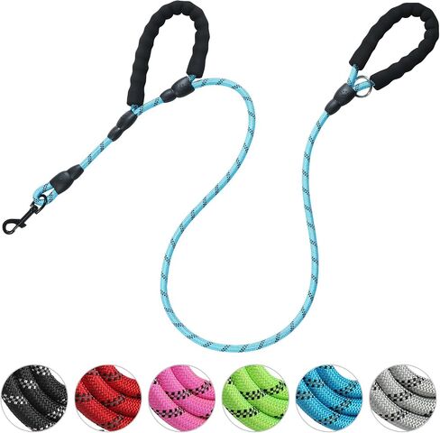 Dog Leash Traffic Double Padded Handles, Comfortable Reflective 2 Handle Strong Leashes Extra Training Control and Walking Lead for Heavy Duty Medium Large Dogs (Green, 0.4 inch) in Saudi Arabia