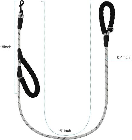 Dog Leash Traffic Double Padded Handles, Comfortable Reflective 2 Handle Strong Leashes Extra Training Control and Walking Lead for Heavy Duty Medium Large Dogs (Green, 0.4 inch) in Saudi Arabia