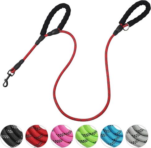 Dog Leash Traffic Double Padded Handles, Comfortable Reflective 2 Handle Strong Leashes Extra Training Control and Walking Lead for Heavy Duty Medium Large Dogs (Green, 0.4 inch) in Saudi Arabia