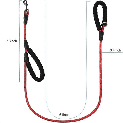 Dog Leash Traffic Double Padded Handles, Comfortable Reflective 2 Handle Strong Leashes Extra Training Control and Walking Lead for Heavy Duty Medium Large Dogs (Green, 0.4 inch) in Saudi Arabia