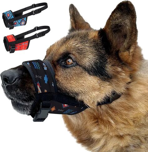 CollarDirect Dog Muzzle - Adjustable Soft Breathable Tribal Nylon Dog Mouth Guard Cover for Small, Medium and Large Dogs, Anti Chewing, Barking & Biting (Pattern 1; S) in Kuwait