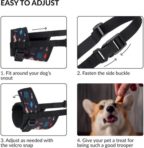 CollarDirect Dog Muzzle - Adjustable Soft Breathable Tribal Nylon Dog Mouth Guard Cover for Small, Medium and Large Dogs, Anti Chewing, Barking & Biting (Pattern 1; S) in Kuwait