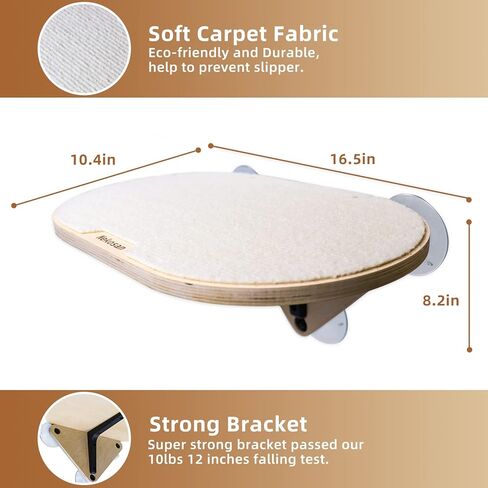 Nekosan Cat Window Perch, Cat Hammock Window Seat for Indoor Cats, Sturdy Cat Bed, Made of Solid Wood, Beige in Kuwait