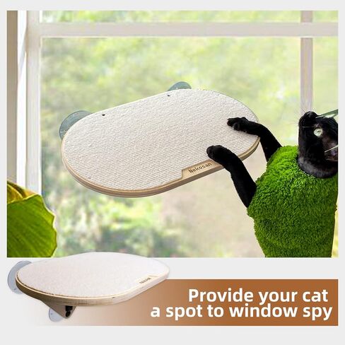 Nekosan Cat Window Perch, Cat Hammock Window Seat for Indoor Cats, Sturdy Cat Bed, Made of Solid Wood, Beige in Kuwait