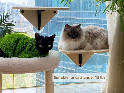 Nekosan Cat Window Perch, Cat Hammock Window Seat for Indoor Cats, Sturdy Cat Bed, Made of Solid Wood, Beige in Kuwait