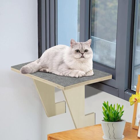 Cat Window Perch Wooden Cat Hammock for Window, Pet Cat Bed Shelves for Window Sill, Window Perch Seat for Indoor Cats, Cat Shelves Window Bed with Plush Covered No Drilling No Suction Cup in Kuwait