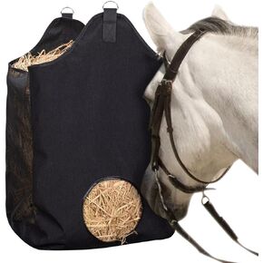 Hay Bags for Horse, Large Capacity Feeding Bag, Hay Nets for Sheep, Goats, Open Feed Hole Hay Feeder for Slow Feeding (Small Black in Saudi Arabia