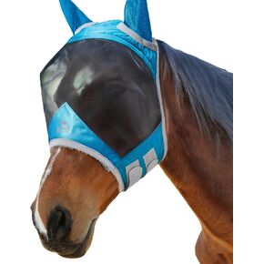 Harrison Howard CareMaster Pro Luminous Horse Fly Mask Large Eye Space Standard with Ears UV Protection for Horse Summer Mint Full Size in Saudi Arabia