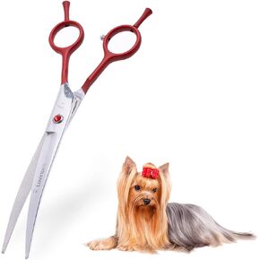 LovinPet Dog Grooming Scissors/6CR grooming Scissors for Dogs/curved Scissors for Dog Grooming/dog Scissors Grooming/left/right-handed Safety Blunt-tip Dog Scissors for Grooming Eyes for Dogs And Cats
