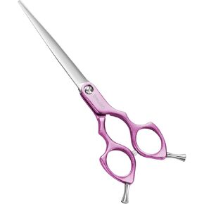6.5" Dog Grooming Scissors - Ultra-Light Aluminum Handle, Straight Blade Cutting Shears for Dogs and Cats, Professional Pet Scissors, Quick Trimming, Sharp (Purple-Straight)