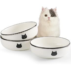 Getstar Cat Bowls, Ceramic Cat Food Bowl Set of 3, Shallow Cat Dishes for Food and Water, 5.5" Whisker-Friendly Cat Feeding Bowls in Kuwait