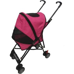 AmorosO Pet Stroller - عربة خفيفة الوزن قابلة للطي للسفر مع نافذة عرض شبكية - مقاومة للماء والبقع - عربة الكلاب / عربة القطط مع مساحة تخزين خلفية - أسود / أحمر