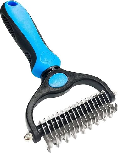 Dog Deshedding Brush, Double Sided Undercoat Rake for Dogs Cats, Dematting Shedding Comb Tool Grooming Brush and Steel Comb (one) in Kuwait
