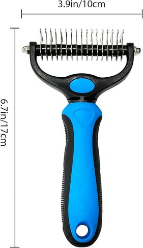 Dog Deshedding Brush, Double Sided Undercoat Rake for Dogs Cats, Dematting Shedding Comb Tool Grooming Brush and Steel Comb (one) in Kuwait