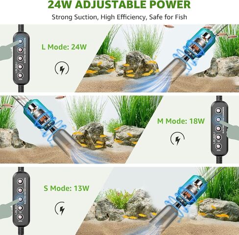 Suness Aquarium Vacuum Gravel Cleaner Electric 24W Fish Tank Gravel Cleaner Automatic Siphon Vacuum Cleaner Kit Water Filter for Water Changing Wash Sand- Upgrade Timing Function Adjustable Suction in Kuwait