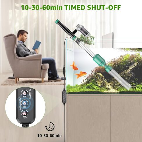 Suness Aquarium Vacuum Gravel Cleaner Electric 24W Fish Tank Gravel Cleaner Automatic Siphon Vacuum Cleaner Kit Water Filter for Water Changing Wash Sand- Upgrade Timing Function Adjustable Suction in Kuwait