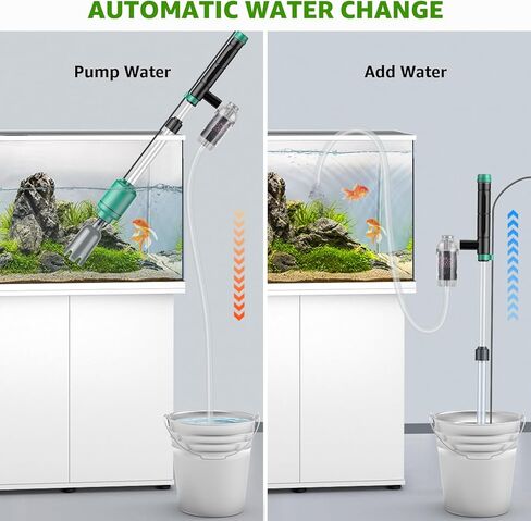 Suness Aquarium Vacuum Gravel Cleaner Electric 24W Fish Tank Gravel Cleaner Automatic Siphon Vacuum Cleaner Kit Water Filter for Water Changing Wash Sand- Upgrade Timing Function Adjustable Suction in Kuwait