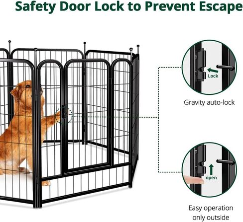 PawGiant Dog Fence Playpen 24"/32"/40" Indoor Outdoor for Small/Medium/Large Dogs, Metal Pet Puppy Cat Exercise Fencing Gate Crate Cage Outside RV, Camping, Yard, Garden in Saudi Arabia