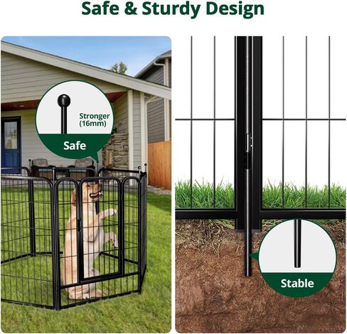 PawGiant Dog Fence Playpen 24"/32"/40" Indoor Outdoor for Small/Medium/Large Dogs, Metal Pet Puppy Cat Exercise Fencing Gate Crate Cage Outside RV, Camping, Yard, Garden in Saudi Arabia
