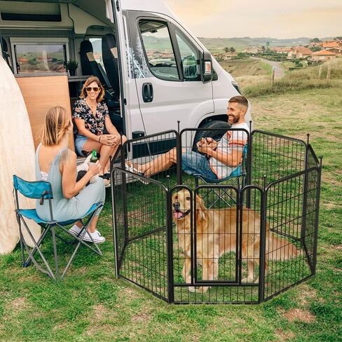 PawGiant Dog Fence Playpen 24"/32"/40" Indoor Outdoor for Small/Medium/Large Dogs, Metal Pet Puppy Cat Exercise Fencing Gate Crate Cage Outside RV, Camping, Yard, Garden in Saudi Arabia