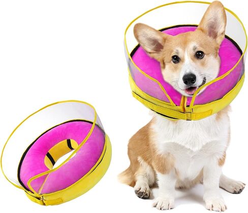 Jspupifip Inflatable Dog Cone Collar,Recovery Collar Protective Collar wtih Enhanced Anti-Licking,Adjustable Soft E-Collar After Surgery for Dog and Cat(Purple,M+,Neck:11-13 in) in Saudi Arabia