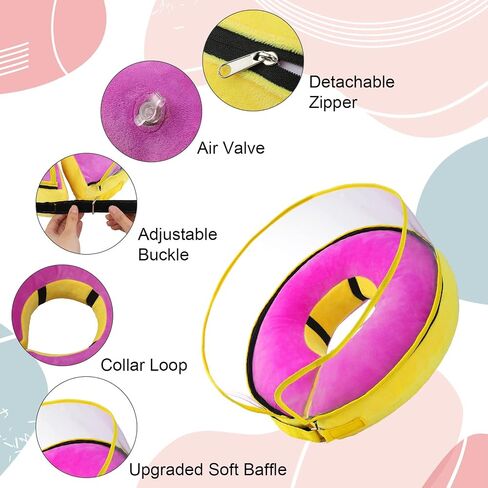 Jspupifip Inflatable Dog Cone Collar,Recovery Collar Protective Collar wtih Enhanced Anti-Licking,Adjustable Soft E-Collar After Surgery for Dog and Cat(Purple,M+,Neck:11-13 in) in Saudi Arabia
