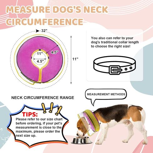 Jspupifip Inflatable Dog Cone Collar,Recovery Collar Protective Collar wtih Enhanced Anti-Licking,Adjustable Soft E-Collar After Surgery for Dog and Cat(Purple,M+,Neck:11-13 in) in Saudi Arabia