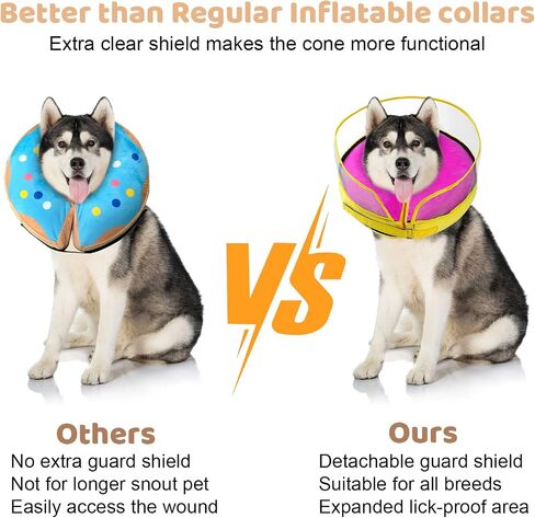Jspupifip Inflatable Dog Cone Collar,Recovery Collar Protective Collar wtih Enhanced Anti-Licking,Adjustable Soft E-Collar After Surgery for Dog and Cat(Purple,M+,Neck:11-13 in) in Saudi Arabia