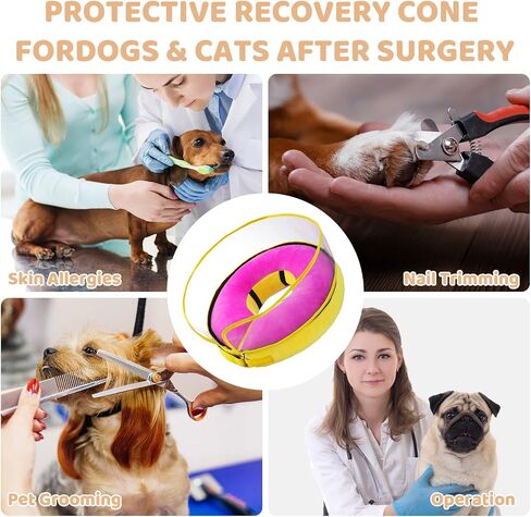 Jspupifip Inflatable Dog Cone Collar,Recovery Collar Protective Collar wtih Enhanced Anti-Licking,Adjustable Soft E-Collar After Surgery for Dog and Cat(Purple,M+,Neck:11-13 in) in Saudi Arabia