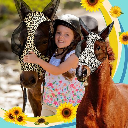 Chunful 6 Pcs Horse Fly Masks with Ears Smooth and Comfortable Cashel Mesh Fly Mask Elasticity Breathability UV Protection Horse Face Covering for Riding Supplies(Tie Dye,Large) in Kuwait