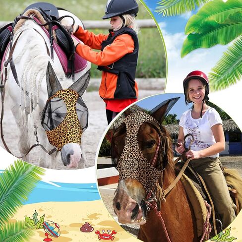 Chunful 6 Pcs Horse Fly Masks with Ears Smooth and Comfortable Cashel Mesh Fly Mask Elasticity Breathability UV Protection Horse Face Covering for Riding Supplies(Tie Dye,Large) in Kuwait