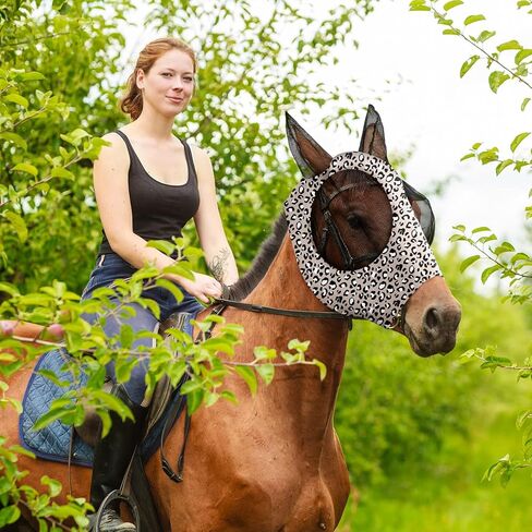 Chunful 6 Pcs Horse Fly Masks with Ears Smooth and Comfortable Cashel Mesh Fly Mask Elasticity Breathability UV Protection Horse Face Covering for Riding Supplies(Tie Dye,Large) in Kuwait