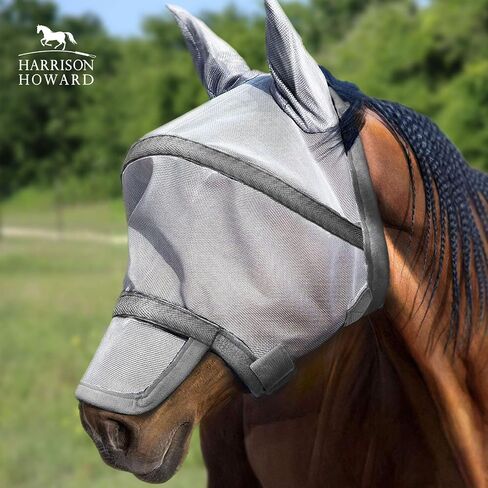 Harrison Howard Maskology Supreme Horse Fly Mask Stellar UV Protection with Detachable Nose Cover Fuchsia Pink M Cob in Saudi Arabia