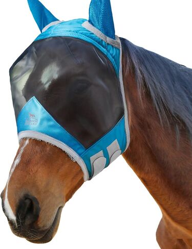 قناع Harrison Howard CareMaster Pro Luminous Horse Fly قياسي مع حماية للأذنين من الأشعة فوق البنفسجية للحصان باللون الأزرق السماوي بالحجم الكامل in Kuwait