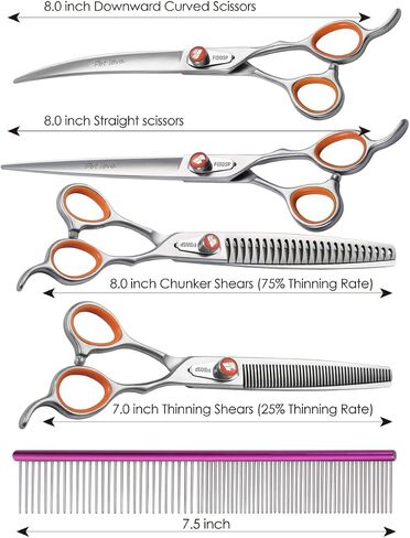 46 Teeth Thinning Shears for Dogs Grooming 7 inch Professional Blending Thinning Scissors for Dogs Cat Pet Japan 440C Stainless Right Handed in Kuwait