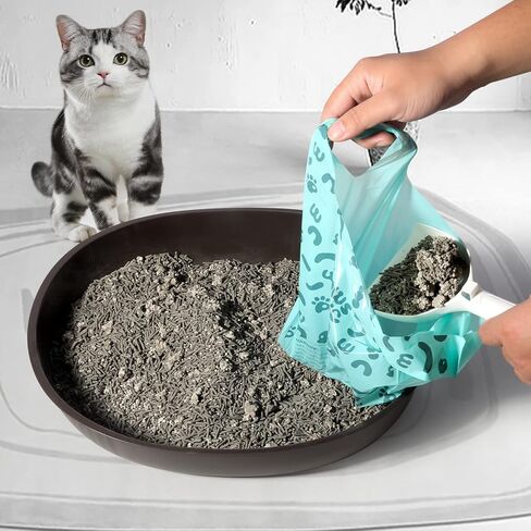 Cat Poop Odor Sealing Bag - PAWSHOLIC Cat Waste Litter Tie Bags with Handle, Blue Cornstarch Leak Proof Disposal Eco Friendly Poop Pick Up Bag (180PCS/Box, Lavender) in Kuwait