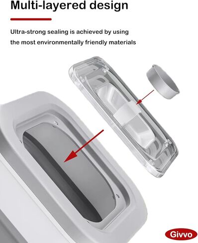 حاوية تخزين طعام الكلاب سعة 13 رطلًا من جيففو، حاوية طعام الحيوانات الأليفة قابلة للطي مع غطاء منزلق، حاويات طعام الكلاب مع مغرفة طعام جاف للقطط ومعظم الحيوانات الأليفة، رمادي 10-13 رطل in Kuwait