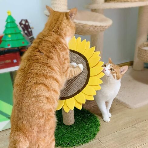 Cat Scratching Post, Sunflower Claw Scratching Post for Kitty, Natural Sisal Scratcher Board, Cute Furniture Interactive Activity Pad Toys for Kitten & Cat, 18x12 Inch in Kuwait